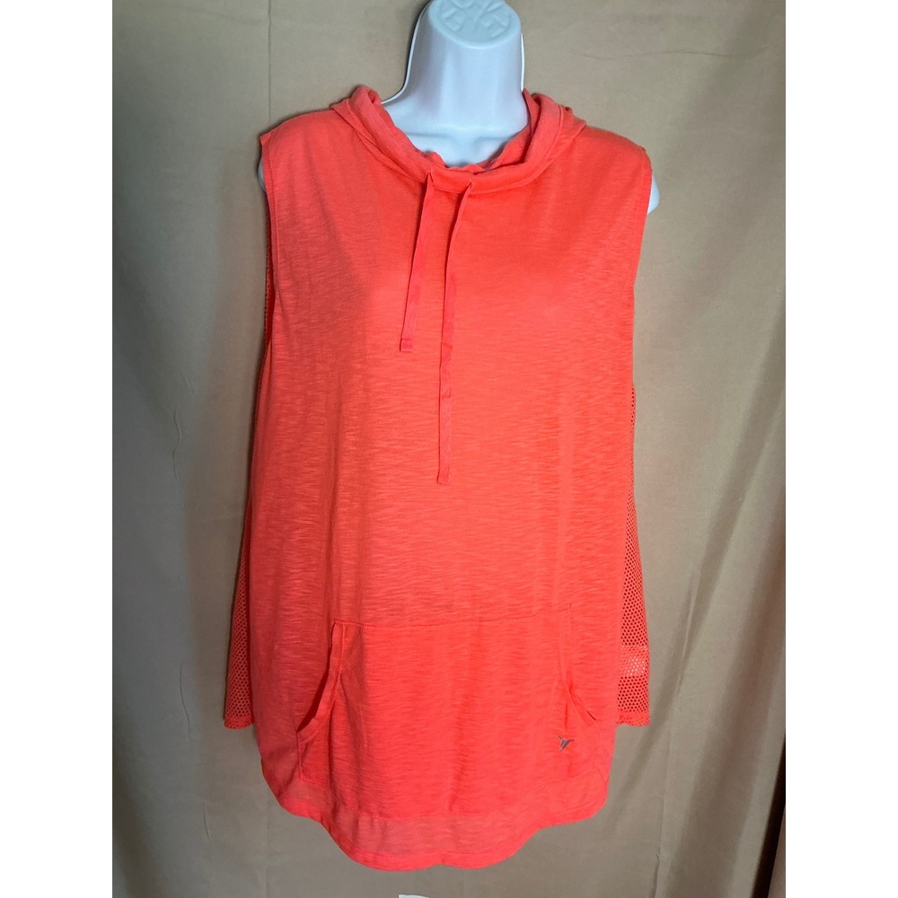 Old Navy Active Sleeveless Hoodie Women XXL Orange Excellent Mesh Back Pullover